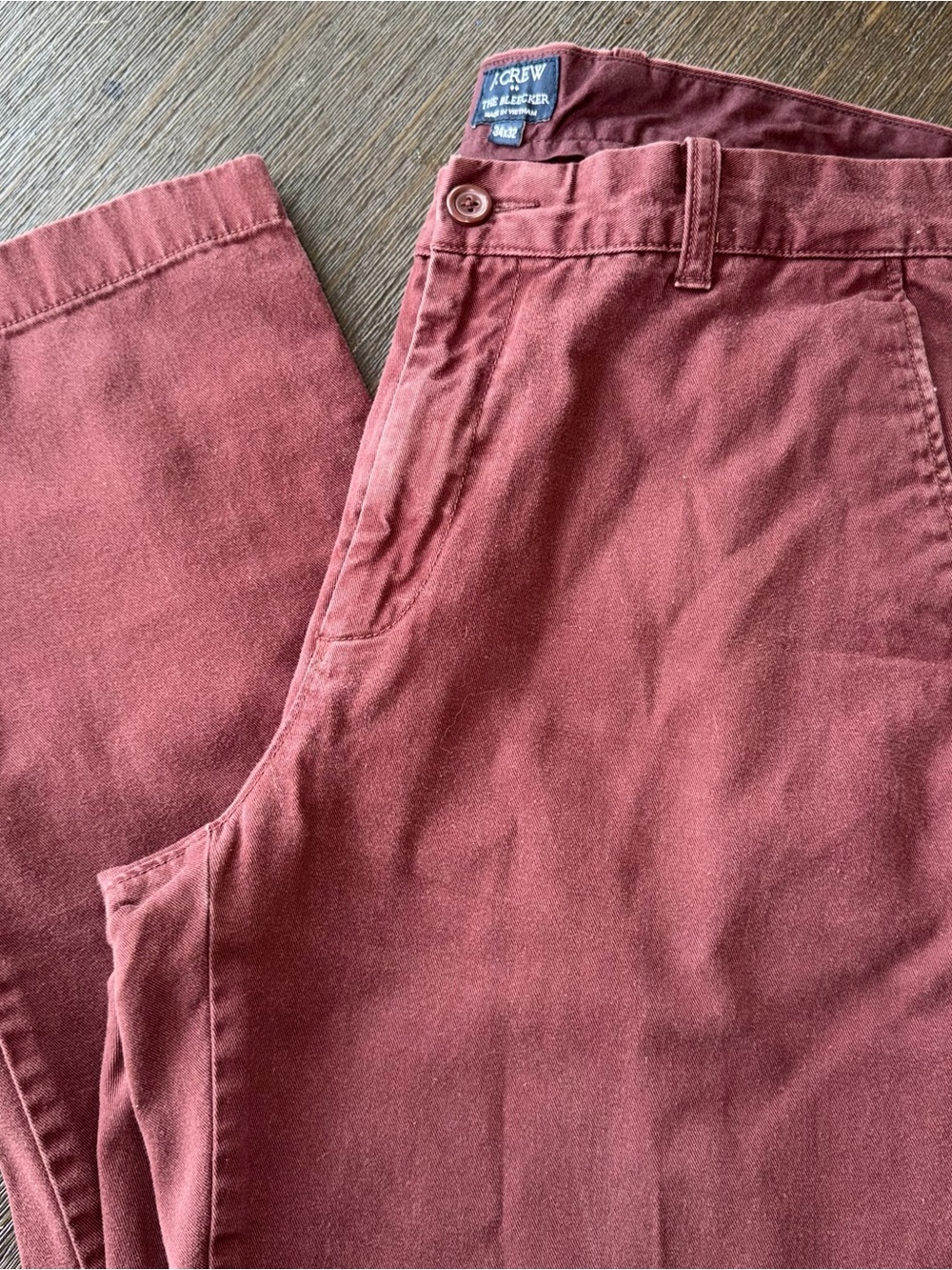 J.Crew The Bleecker Men’s Chino Pants 34x32 Burgundy Brick Red Cotton